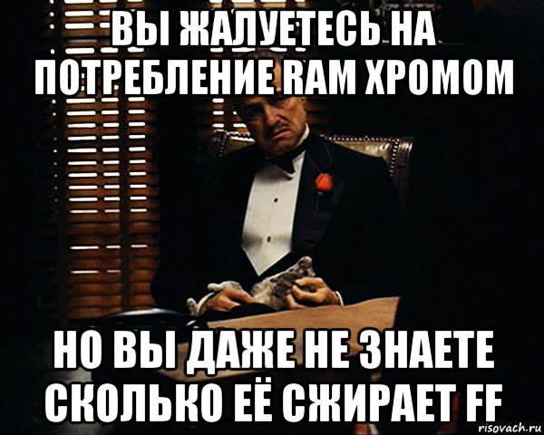 вы жалуетесь на потребление ram хромом но вы даже не знаете сколько её сжирает ff, Мем Дон Вито Корлеоне