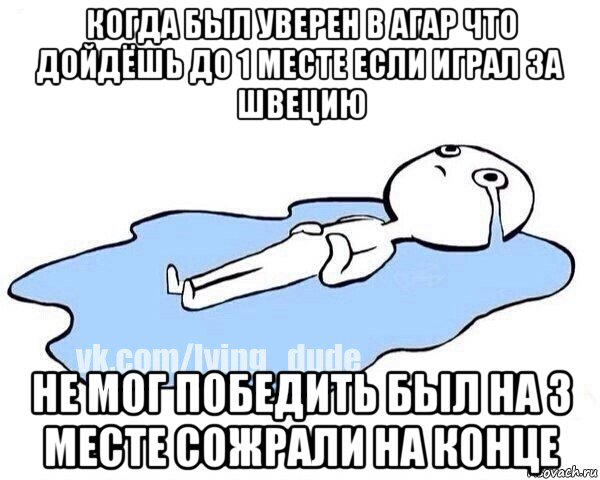 когда был уверен в агар что дойдёшь до 1 месте если играл за швецию не мог победить был на 3 месте сожрали на конце, Мем Этот момент когда