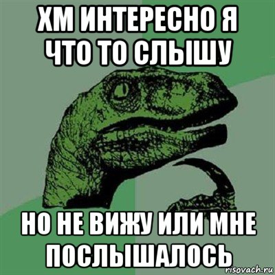 хм интересно я что то слышу но не вижу или мне послышалось, Мем Филосораптор