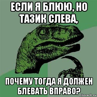 если я блюю, но тазик слева, почему тогда я должен блевать вправо?, Мем Филосораптор