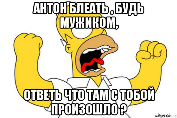 антон блеать , будь мужиком, ответь что там с тобой произошло ?, Мем Разъяренный Гомер