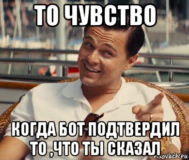 то чувство когда бот подтвердил то ,что ты сказал, Мем Хитрый Гэтсби