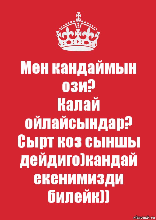 Мен кандаймын ози?
Калай ойлайсындар?
Сырт коз сыншы дейдиго)кандай екенимизди билейк)), Комикс Keep Calm 3