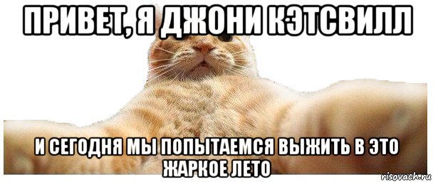 привет, я джони кэтсвилл и сегодня мы попытаемся выжить в это жаркое лето, Мем   Кэтсвилл