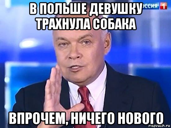 в польше девушку трахнула собака впрочем, ничего нового, Мем Киселёв 2014