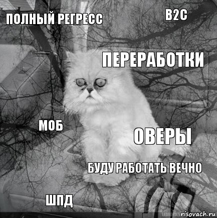 Полный регресс Оверы Переработки шпд моб В2с буду работать вечно   , Комикс  кот безысходность