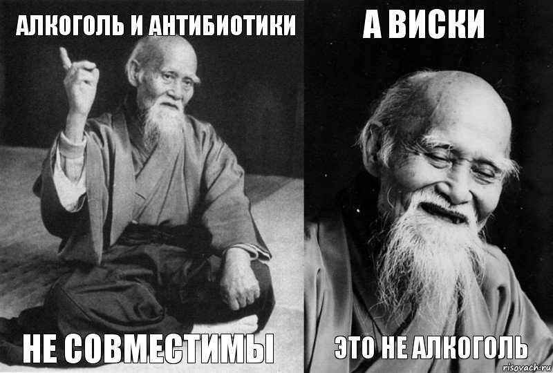 Алкоголь и антибиотики не совместимы А виски это не алкоголь, Комикс Мудрец-монах (4 зоны)