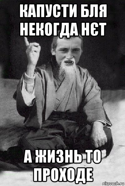 капусти бля некогда нєт а жизнь то проходе, Мем Мудрий паца