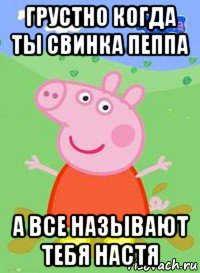 грустно когда ты свинка пеппа а все называют тебя настя, Мем  Peppa