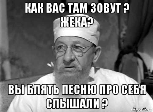 как вас там зовут ? жека? вы блять песню про себя слышали ?, Мем Профессор Преображенский