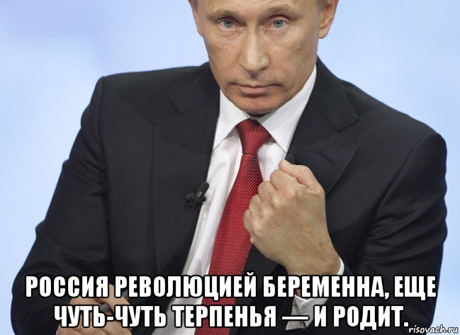  россия революцией беременна, еще чуть-чуть терпенья — и родит., Мем Путин показывает кулак