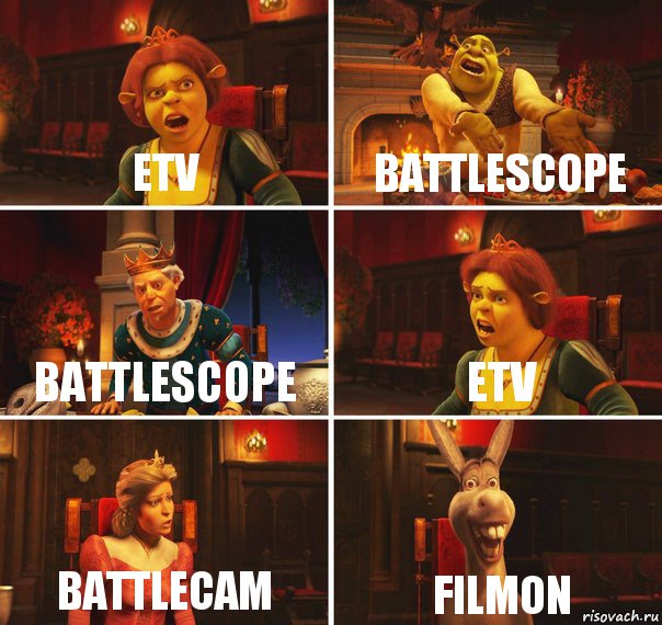 ETV battlescope battlescope etv battlecam filmon, Комикс  Шрек Фиона Гарольд Осел