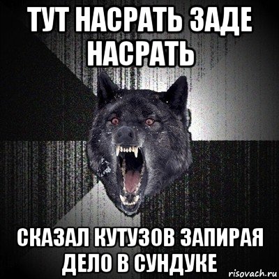 тут насрать заде насрать сказал кутузов запирая дело в сундуке, Мем Сумасшедший волк