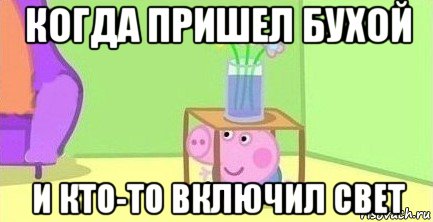 когда пришел бухой и кто-то включил свет, Мем  Свинка пеппа под столом