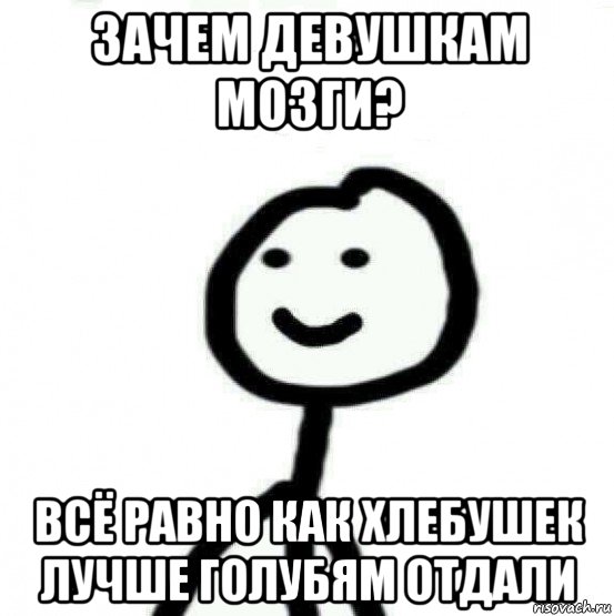 зачем девушкам мозги? всё равно как хлебушек лучше голубям отдали, Мем Теребонька (Диб Хлебушек)