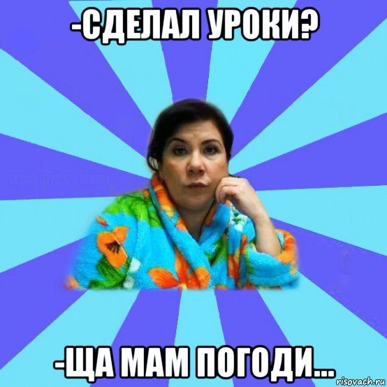 -сделал уроки? -ща мам погоди..., Мем типичная мама