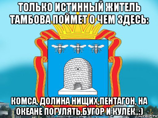 только истинный житель тамбова поймет о чем здесь: комса, долина нищих,пентагон, на океане погулять,бугор и кулек..:), Мем Типичный Тамбов