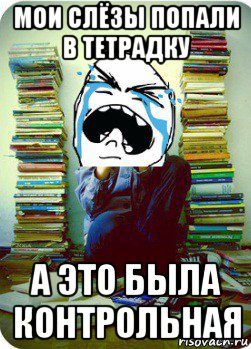 мои слёзы попали в тетрадку а это была контрольная, Мем Типовий десятикласник