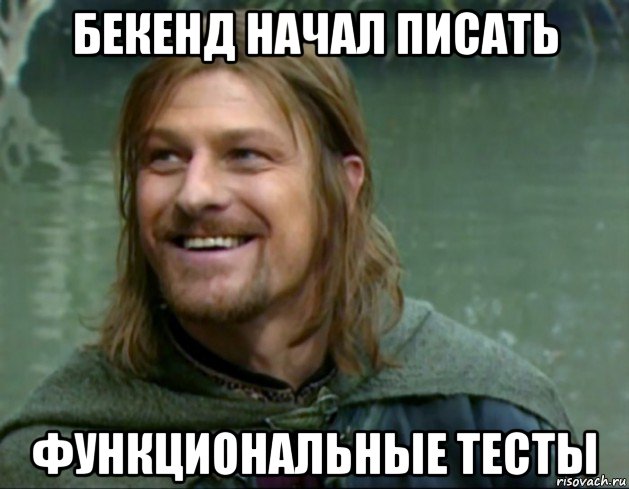 бекенд начал писать функциональные тесты, Мем Тролль Боромир