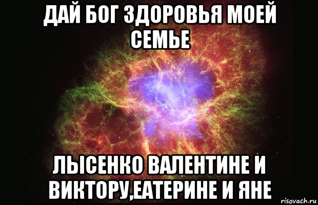 дай бог здоровья моей семье лысенко валентине и виктору,еатерине и яне, Мем Туманность