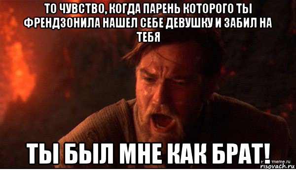 то чувство, когда парень которого ты френдзонила нашел себе девушку и забил на тебя ты был мне как брат!, Мем ты был мне как брат