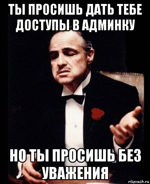 ты просишь дать тебе доступы в админку но ты просишь без уважения, Мем ты делаешь это без уважения