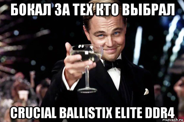 бокал за тех кто выбрал crucial ballistix elite ddr4, Мем Великий Гэтсби (бокал за тех)