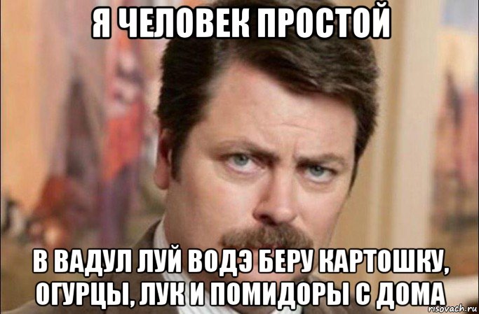 я человек простой в вадул луй водэ беру картошку, огурцы, лук и помидоры с дома, Мем  Я человек простой