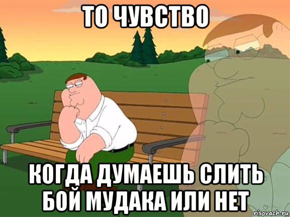 то чувство когда думаешь слить бой мудака или нет, Мем Задумчивый Гриффин