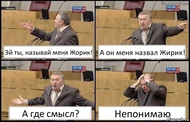 Эй ты, называй меня Жорик! А он меня назвал Жирик! А где смысл? Непонимаю, Комикс Жирик в шоке хватается за голову