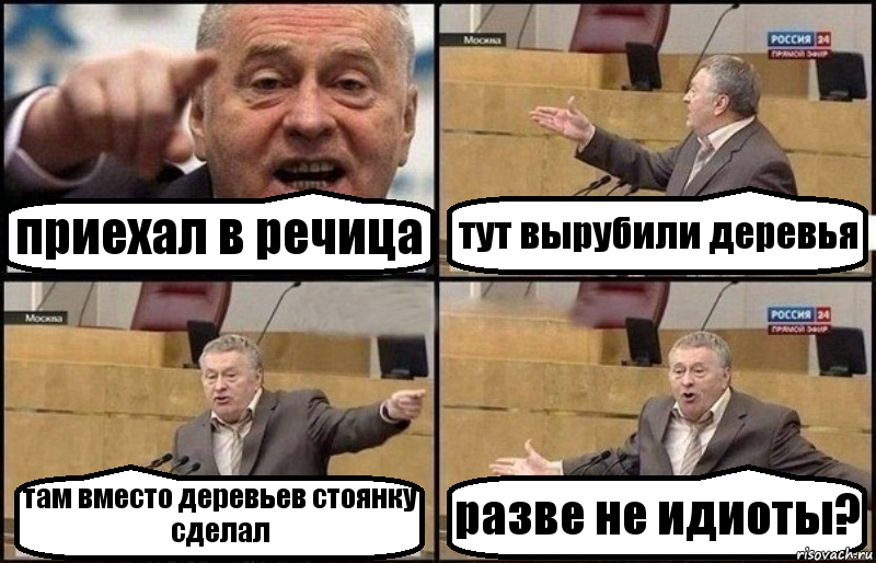 приехал в речица тут вырубили деревья там вместо деревьев стоянку сделал разве не идиоты?, Комикс Жириновский