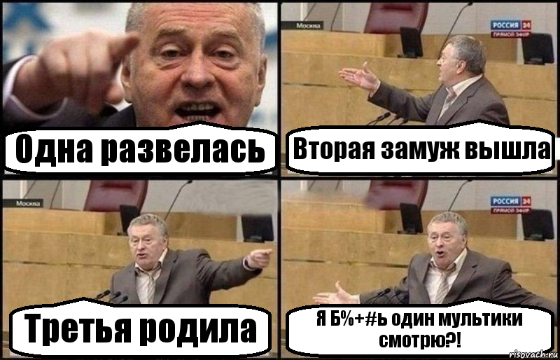 Одна развелась Вторая замуж вышла Третья родила Я Б%+#ь один мультики смотрю?!, Комикс Жириновский