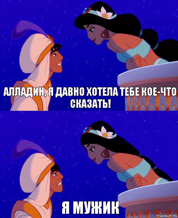 Алладин, я давно хотела тебе кое-что сказать! Я мужик, Комикс  Алладин и Жасмин