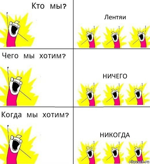 Лентяи Ничего Никогда, Комикс Что мы хотим