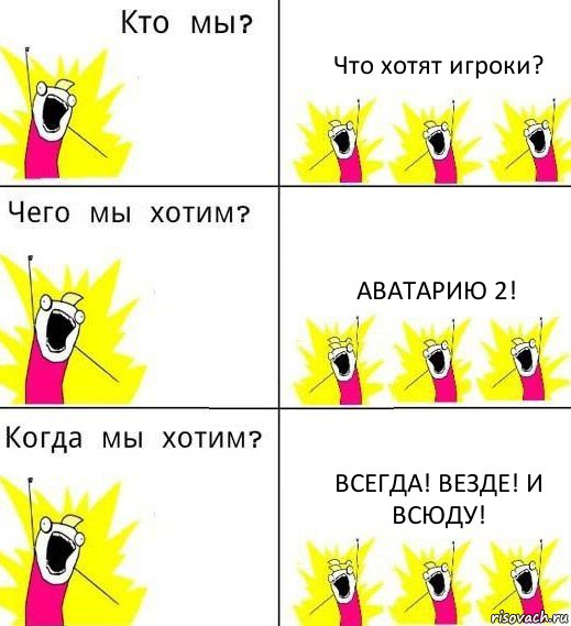 Что хотят игроки? Аватарию 2! Всегда! везде! и всюду!, Комикс Что мы хотим