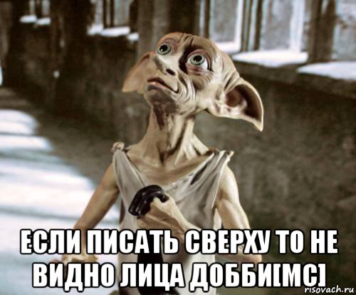  если писать сверху то не видно лица добби[mc], Мем добби