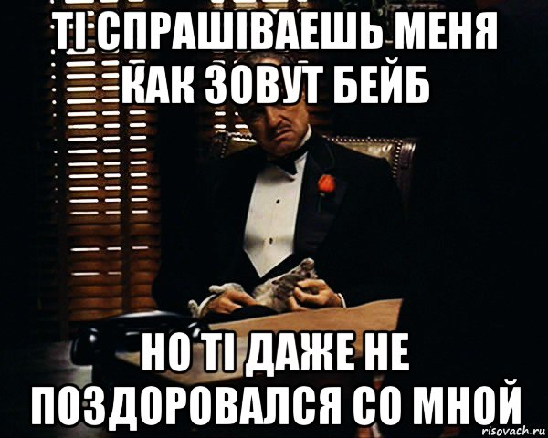 ті спрашіваешь меня как зовут бейб но ті даже не поздоровался со мной, Мем Дон Вито Корлеоне