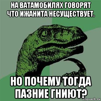 на ватамобилях говорят что ижанита несуществует. но почему тогда пазние гниют?, Мем Филосораптор