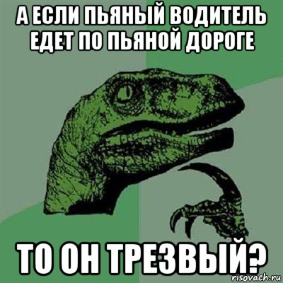 а если пьяный водитель едет по пьяной дороге то он трезвый?, Мем Филосораптор