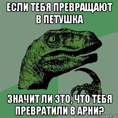 если тебя превращают в петушка значит ли это, что тебя превратили в арни?, Мем Филосораптор