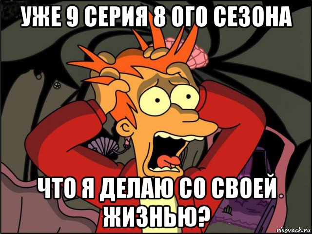 уже 9 серия 8 ого сезона что я делаю со своей жизнью?, Мем Фрай в панике