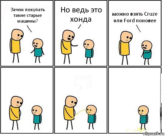 Зачем покупать такие старые машины? Но ведь это хонда можно взять Cruze или Ford поновее, Комикс Обоссал