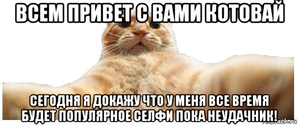 всем привет с вами котовай сегодня я докажу что у меня все время будет популярное селфи пока неудачник!, Мем   Кэтсвилл