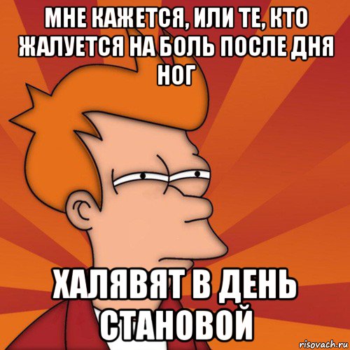 мне кажется, или те, кто жалуется на боль после дня ног халявят в день становой, Мем Мне кажется или (Фрай Футурама)