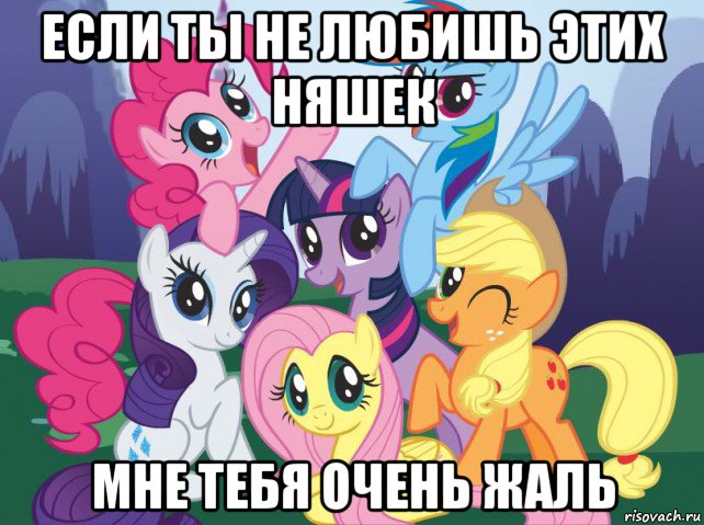 если ты не любишь этих няшек мне тебя очень жаль, Мем My little pony