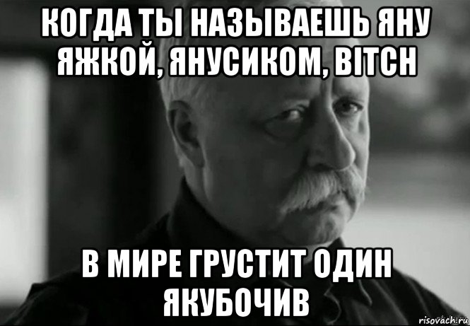 когда ты называешь яну яжкой, янусиком, bitch в мире грустит один якубочив, Мем Не расстраивай Леонида Аркадьевича