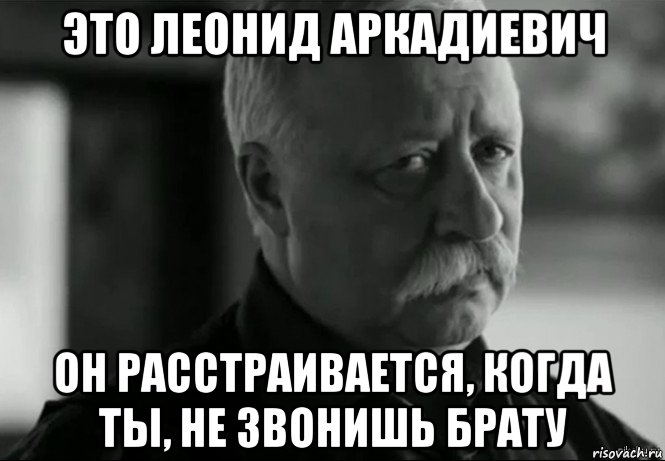 это леонид аркадиевич он расстраивается, когда ты, не звонишь брату, Мем Не расстраивай Леонида Аркадьевича