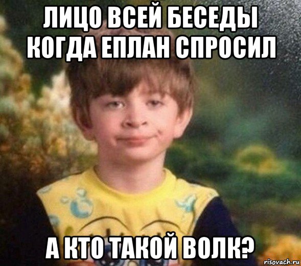 лицо всей беседы когда еплан спросил а кто такой волк?, Мем Недовольный пацан