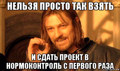 нельзя просто так взять и сдать проект в нормоконтроль с первого раза, Мем Нельзя просто так взять и (Боромир мем)