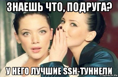 знаешь что, подруга? у него лучшие ssh-туннели, Мем  Он